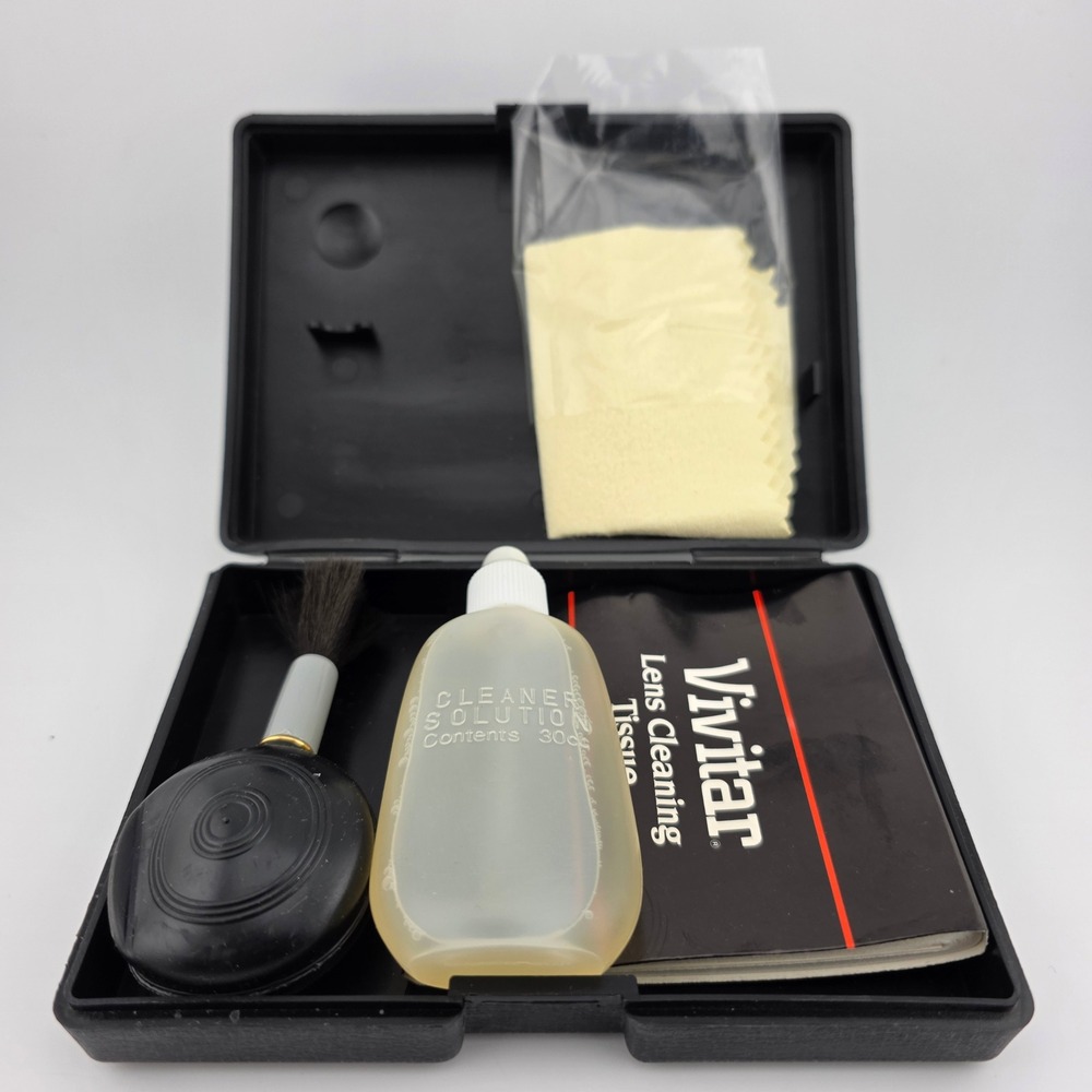 Vintage Vivitar Lens Cleaning Kit w/‎ Case, Solution, Brush, Cloth, Tissue